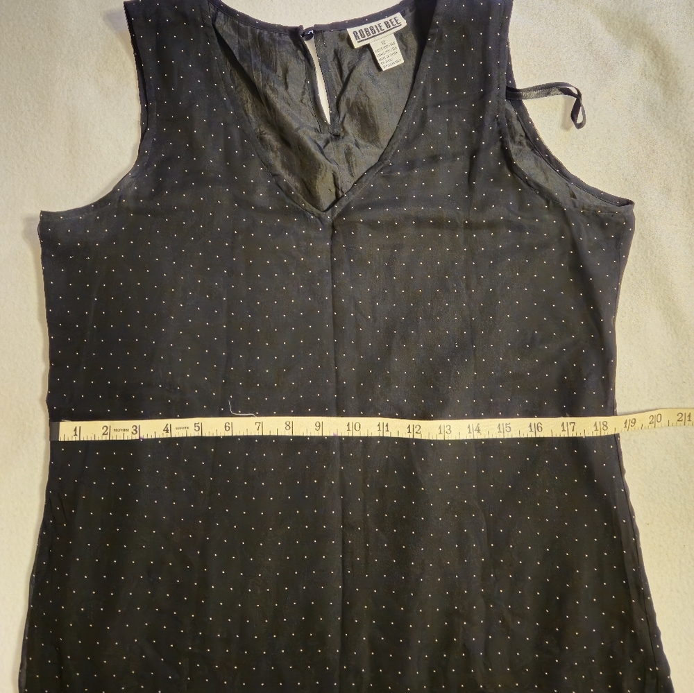 Robbie Bee 100% Silk Black Polkadot Sleeveless Dress - Picture 6 of 10